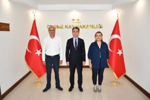 Yangın ve Acil Müdahale Şube Müdürü Sayın Aydın MUTLU ile Şube Müdürü Sayın Şerife GÜZEL, Kaymakamımız Sayın Mehmet MARAŞLI’yı makamında ziyaret etti.
